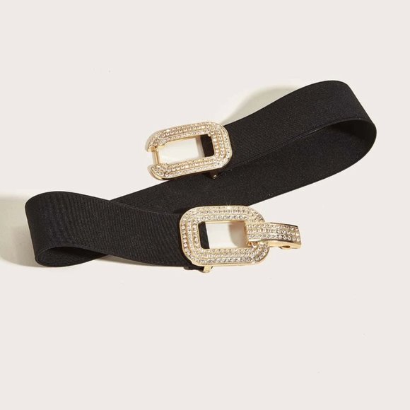 Gold/Black Rhinestone Stretch Belt - Picture 4 of 6